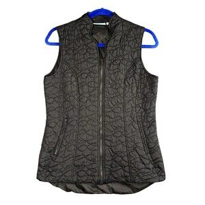 Blue Illusion Womens Black Quilted Fitted Vest Padded Zip Up Sz XS